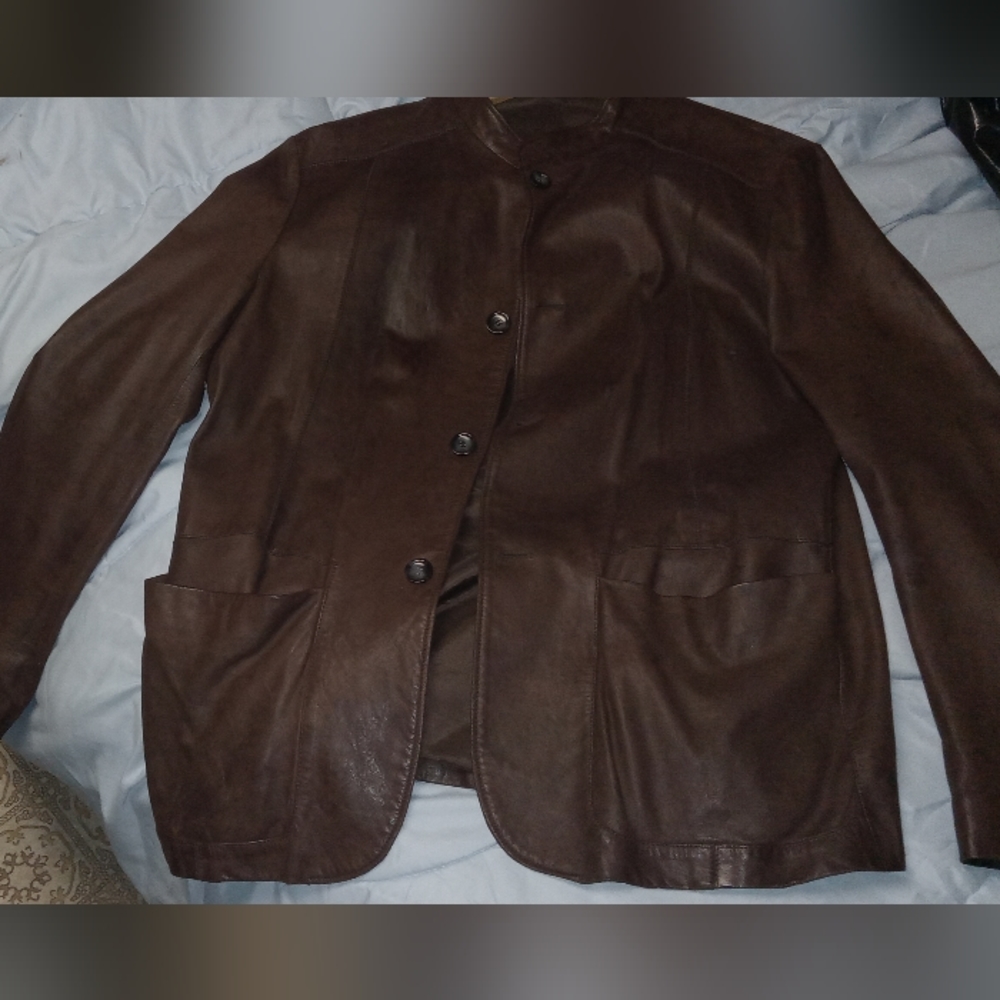 Giorgio Armani brown lambskin coat
